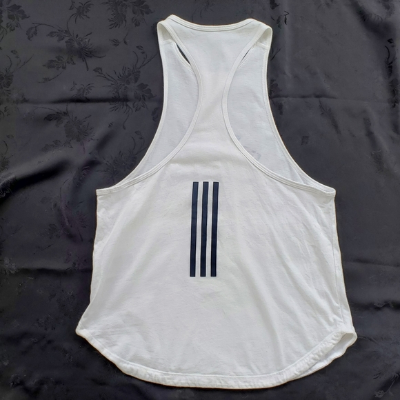 Adidas American Flag Tank Top Women's Small T Racer Back White Cotton Patriotic - Picture 3 of 6